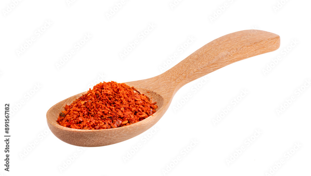 pile of red pepper in wood spoon on transparent png pile of red pepper in wood spoon on transparent png