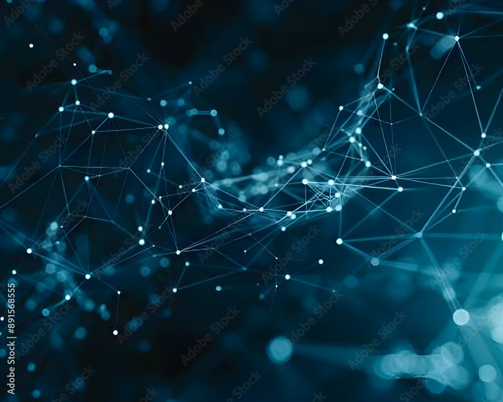 Fototapeta premium Blockchain Network Artificial Intelligence Data Visualization Neural Connections Futuristic Digital Web. AI Generated
