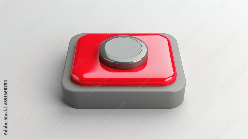Red and gray toggle switch button in 3D style on a white background. AI generative. Red and gray toggle switch button in 3D style on a white background. AI generative.