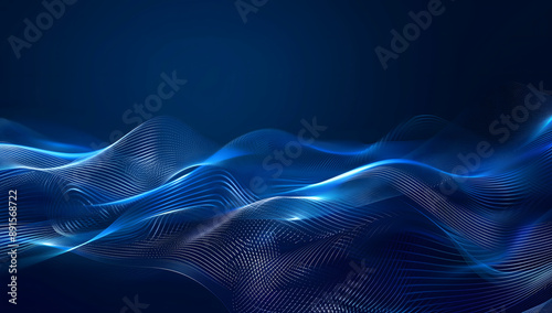 Minimal blue abstract modern background design texture of undulating midnight blue waves, abstract wave background with copy space.