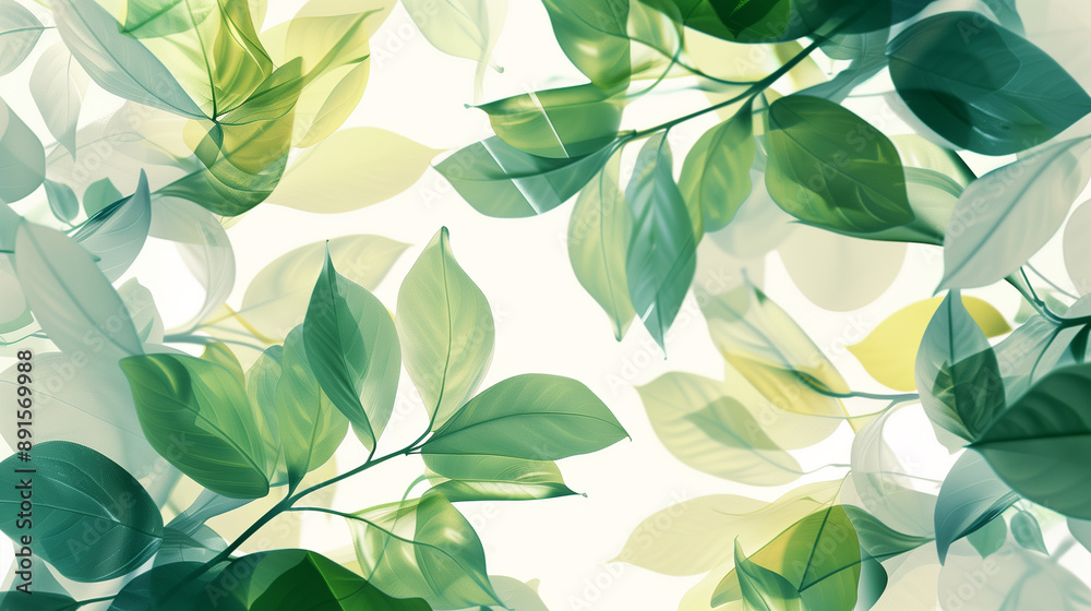 Whimsical Green Leaves in a Bright White Space Whimsical Green Leaves in a Bright White Space