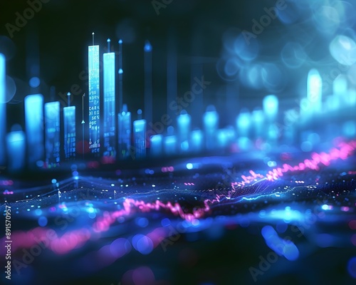 Wallpaper Mural Digital Data Visualization Financial Analysis Neon Graphs. AI Generated Torontodigital.ca