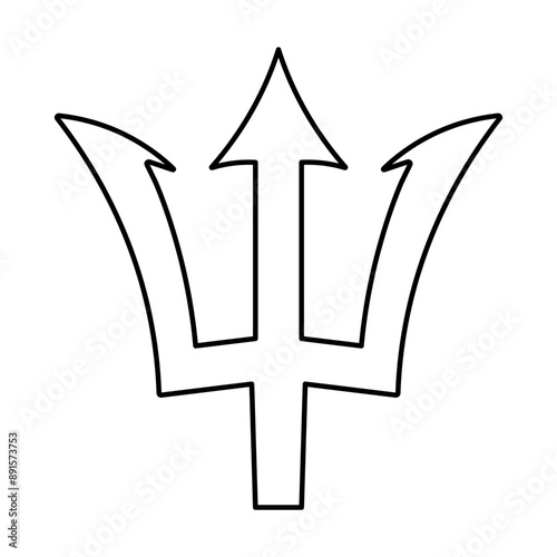 Barbados national outline symbol. Trident silhouette black sticker. Graphic template.