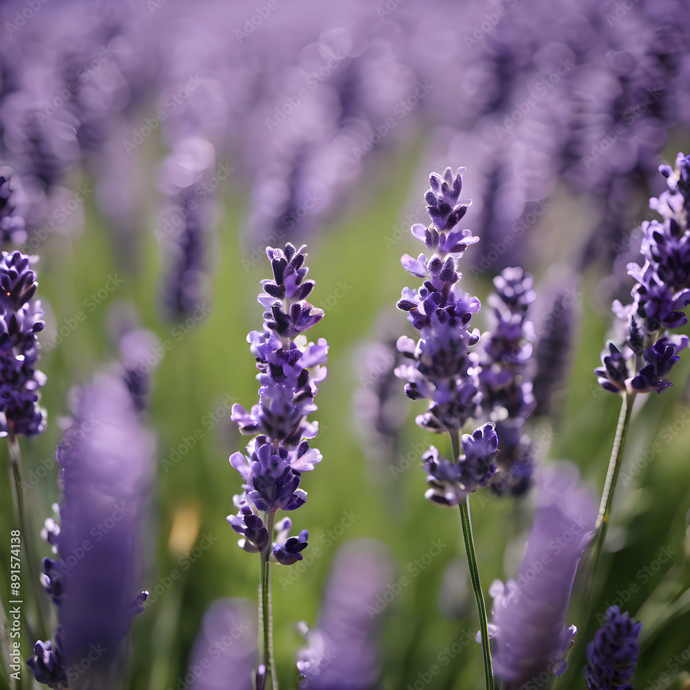 Obraz premium A beautiful lavender field, blooming purple, pattern