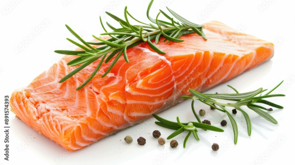 Fresh raw salmon fillets on white background. Fresh raw salmon fillets on white background.