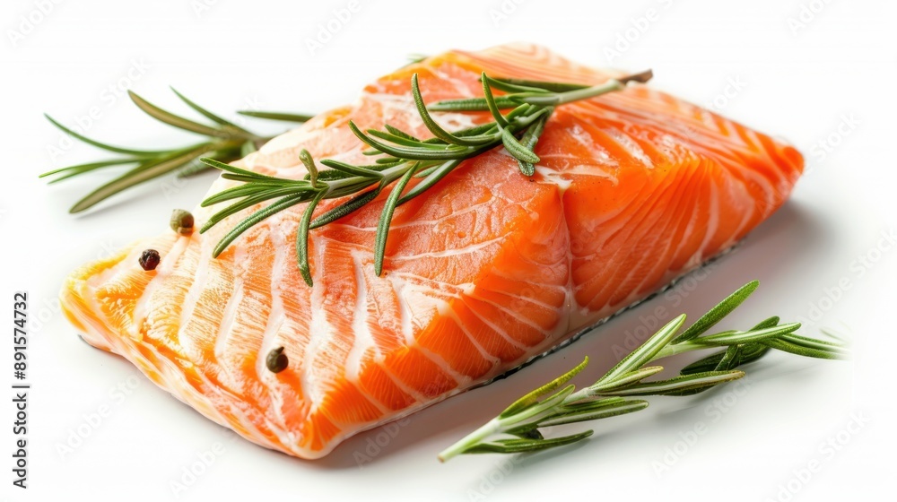 Fresh raw salmon fillets on white background. Fresh raw salmon fillets on white background.