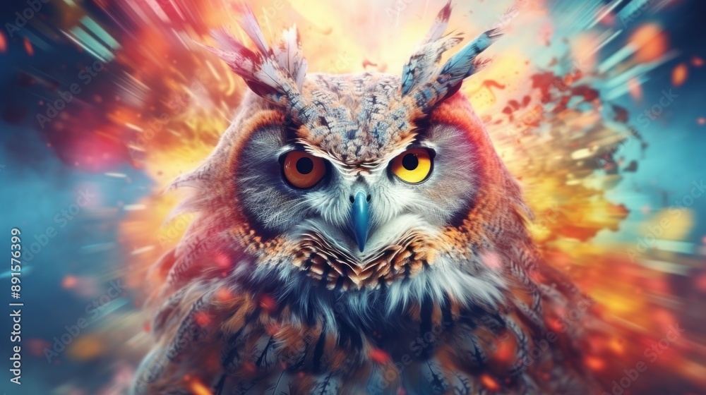 Majestic Owl in a Burst of Color Majestic Owl in a Burst of Color