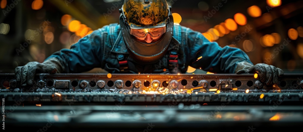 Welder at Work in a Factory Welder at Work in a Factory