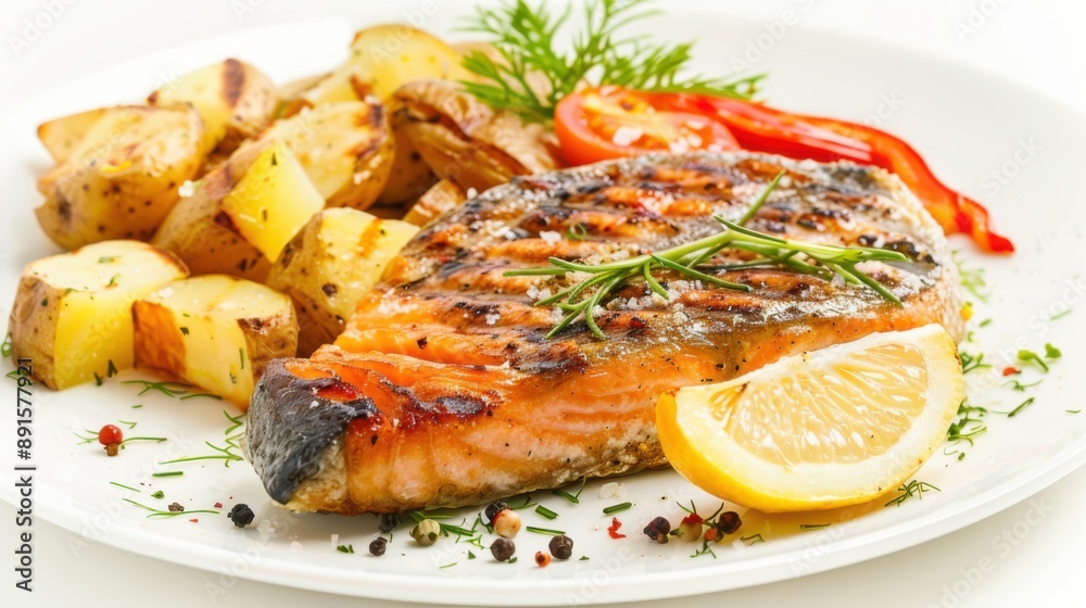 Salmon. Salmon roast steak isolated on white background Salmon. Salmon roast steak isolated on white background