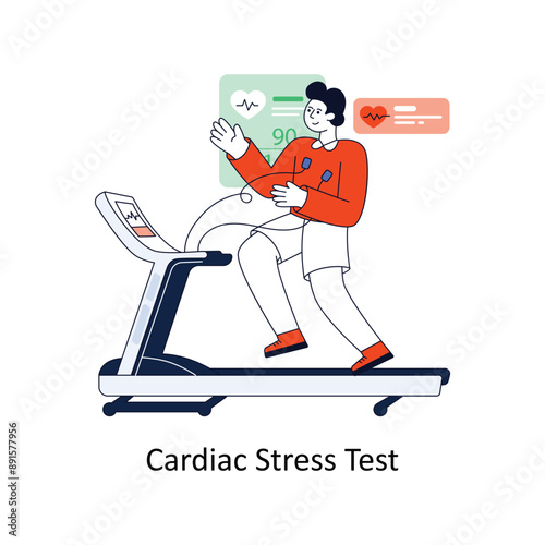 Cardiac Stress Test Flat Style Design Vector illustration. Stock illustration