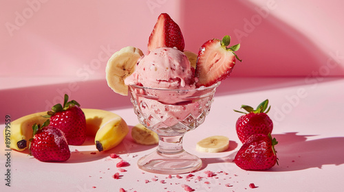 strawberry ice cream with banana and strawberry