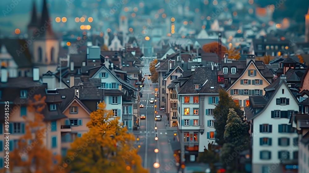 Blurred Cityscape of Historic Buildings in Zurich,Switzerland Blurred Cityscape of Historic Buildings in Zurich,Switzerland