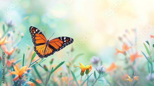 close up of a butterfly perched on a beautiful flower with a blurred background