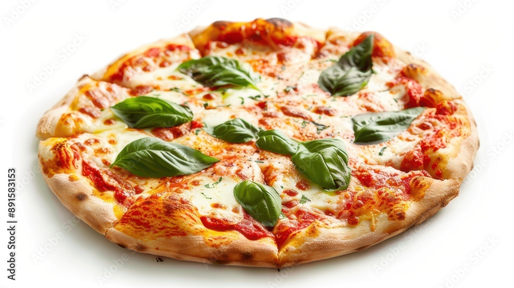 Margherita pizza garnished with fresh basil Margherita pizza garnished with fresh basil