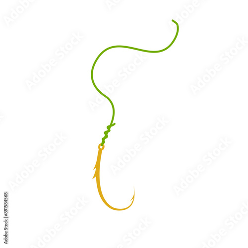 Fishing line with hook Illustration