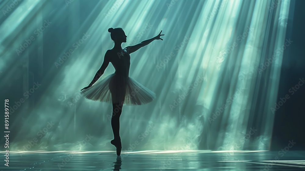 Elegant ballerina dancing gracefully in the spotlight, perfect for artistic and dance-themed designs.
