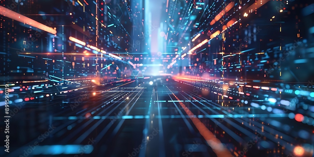 Abstract 3D Digital Network Background With Futuristic Design Abstract 3D Digital Network Background With Futuristic Design