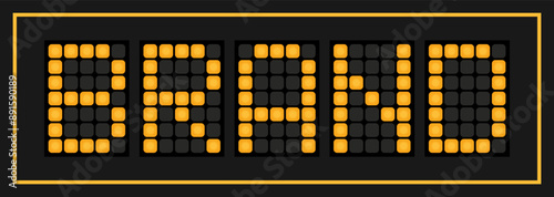 Orange color led banner in word brand on black background