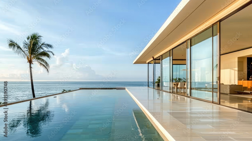 Fototapeta premium A stunning beachfront villa with a minimalist design