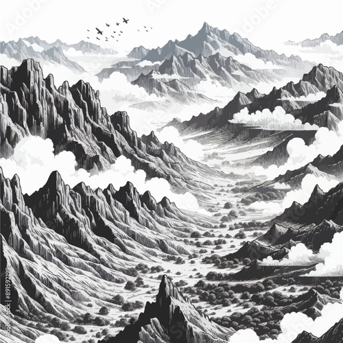 landscape in the mountains and sky vector 