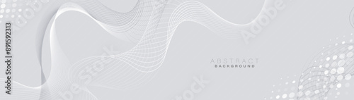 Abstract background with white and black geometric wavy lines. Modern futuristic digital high-technology concept. Vector illustration