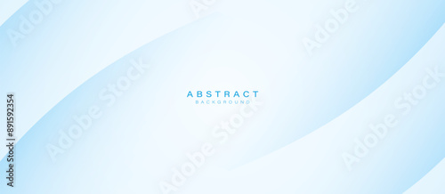 Abstract white and blue curved lines background. Clean minimal banner. Vector illustration