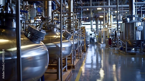 Industrial Plant Interior with Stainless Steel Tanks - Photo © YOGI C