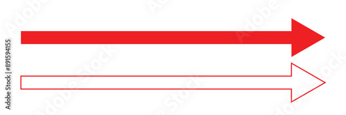 Horizontal long straight arrow signs. Black pointer, direction, position symbol and double arrow icon isolated on white background. Vector Illustration