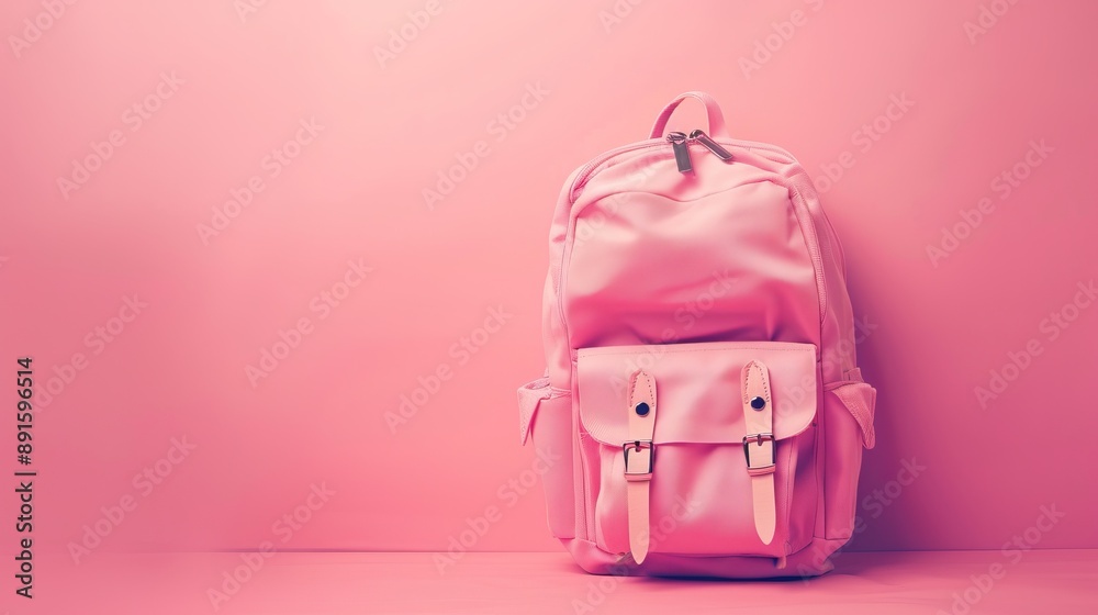 Back to school. Backpack with different colorful stationery on table. School bag and colorful background. High quality AI generated image Back to school. Backpack with different colorful stationery on table. School bag and colorful background. High quality AI generated image