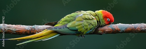 Amazonian Parakeet Brotogeris versicolurus resting on a branch in the Amazon rainforest also called Periquitoamazonense photo