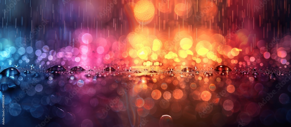 Obraz premium Bokeh Lights Through Raindrops