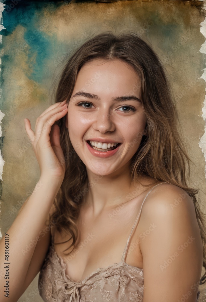 portrait of a smiling woman, happy girl, closeup face of a teenager portrait of a smiling woman, happy girl, closeup face of a teenager