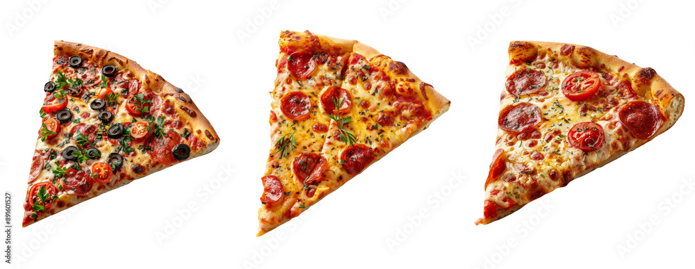 Assorted Pizza Slices Isolated on Transparent Background Assorted Pizza Slices Isolated on Transparent Background