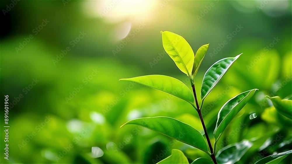 A leafy green plant with a single leaf on it. The leaf is green and has a shiny appearance. The plant is surrounded by other green leaves, creating a lush and vibrant scene A leafy green plant with a single leaf on it. The leaf is green and has a shiny appearance. The plant is surrounded by other green leaves, creating a lush and vibrant scene