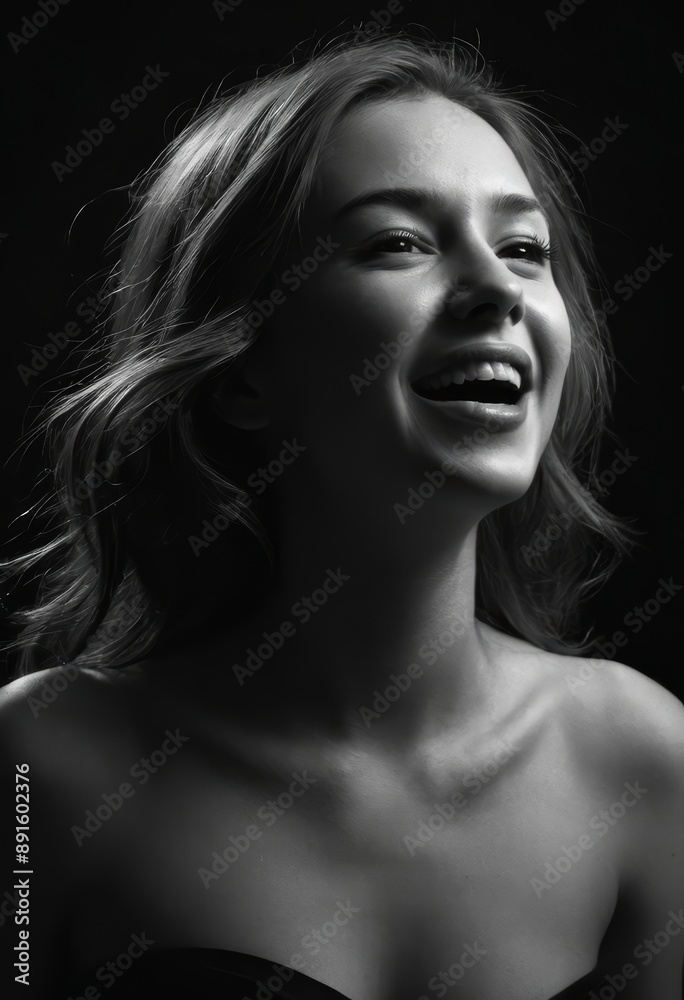 beauty portrait of a happy girl, laughing woman beauty portrait of a happy girl, laughing woman