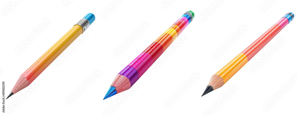 Colorful Pencils Isolated on Transparent Background Colorful Pencils Isolated on Transparent Background