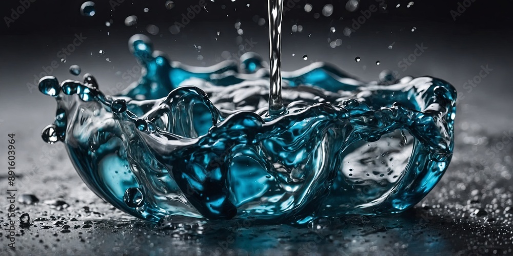 Close-up of Liquid Pouring with Splashes. Close-up of Liquid Pouring with Splashes.