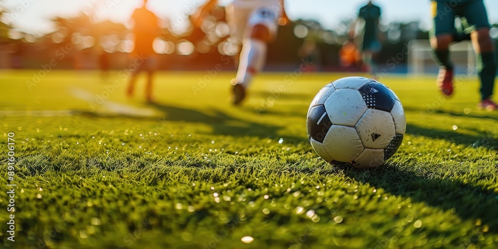 Lively Soccer Game on a Vibrant Grassy Field