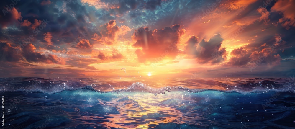 Sunset Over the Ocean with Sun Rays Sunset Over the Ocean with Sun Rays