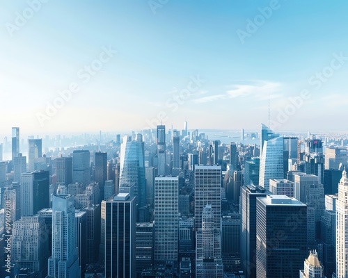 City skyline with advanced energyefficient buildings and pollution control, meeting neutrality standards