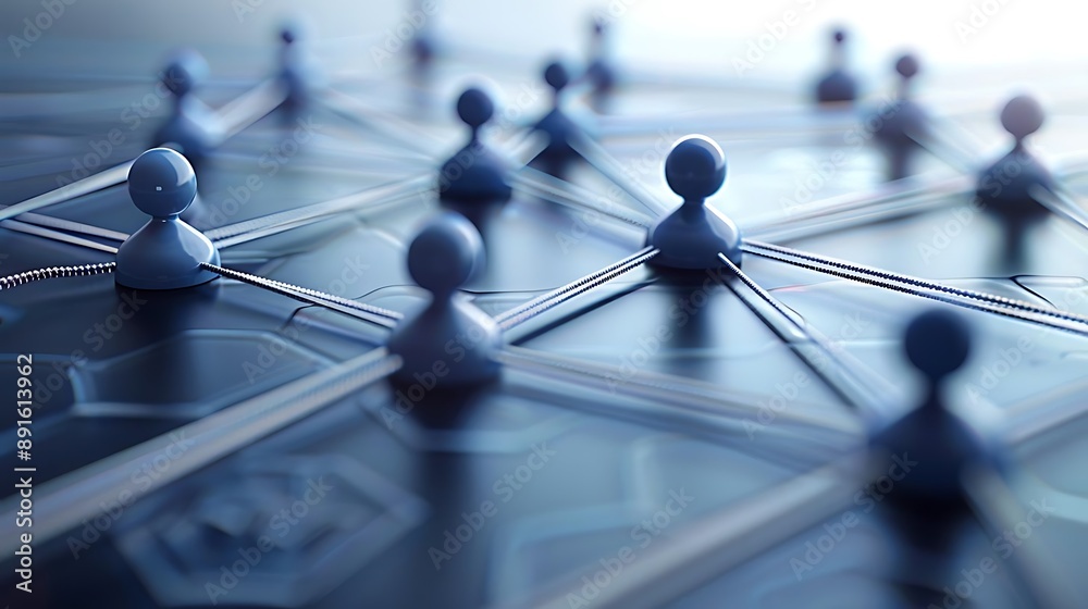 Abstract 3D Illustration of a Network with Blue Spheres and Lines Abstract 3D Illustration of a Network with Blue Spheres and Lines