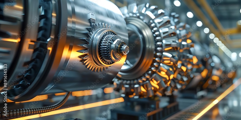 Close-Up of Industrial Gears and Machinery - 3D Illustration Close-Up of Industrial Gears and Machinery - 3D Illustration