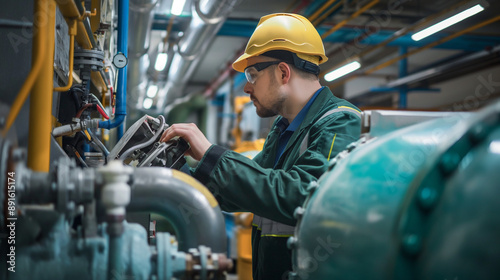 Engineers performing maintenance in factory