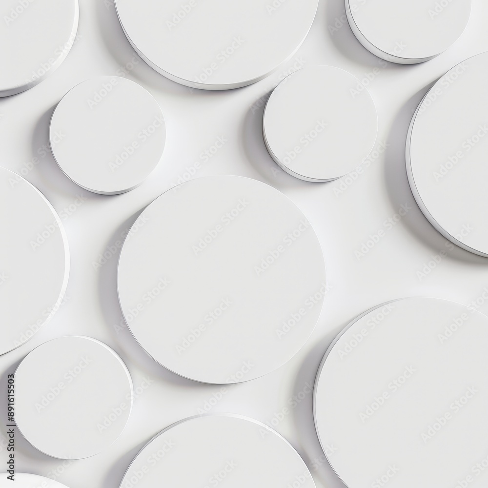 white circle background with different sizes of circles, flat lay white circle background with different sizes of circles, flat lay