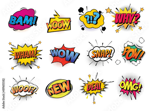 Comic speech bubbles set. Pop art style. Vector illustration.