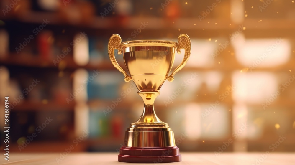 Golden Trophy with a Blurred Background Golden Trophy with a Blurred Background