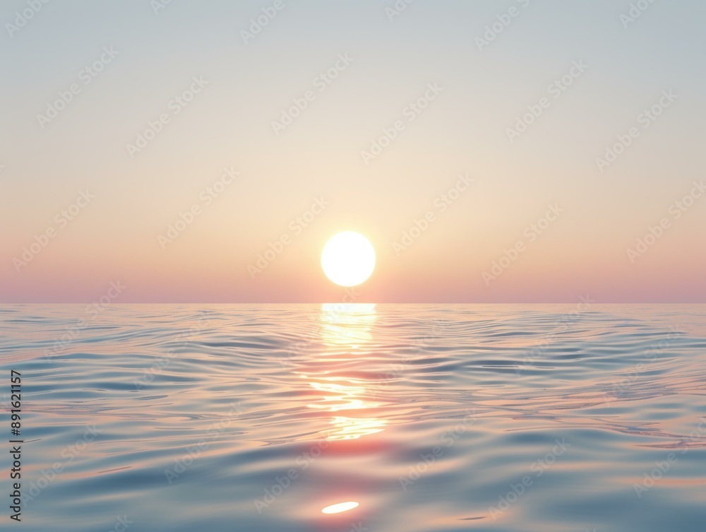 A Mesmerizing Sunset Over a Calm Ocean: Where the Sky Meets the Tranquil Waves A Mesmerizing Sunset Over a Calm Ocean: Where the Sky Meets the Tranquil Waves