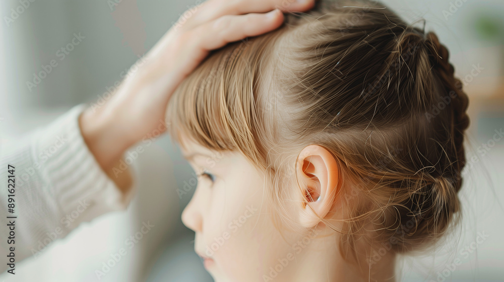 Fototapeta premium Father tying daughters hair