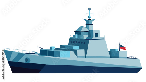 vector illustration of a warship