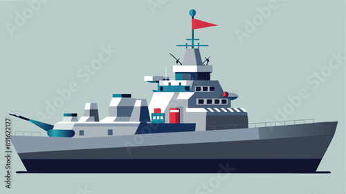 vector illustration of a warship